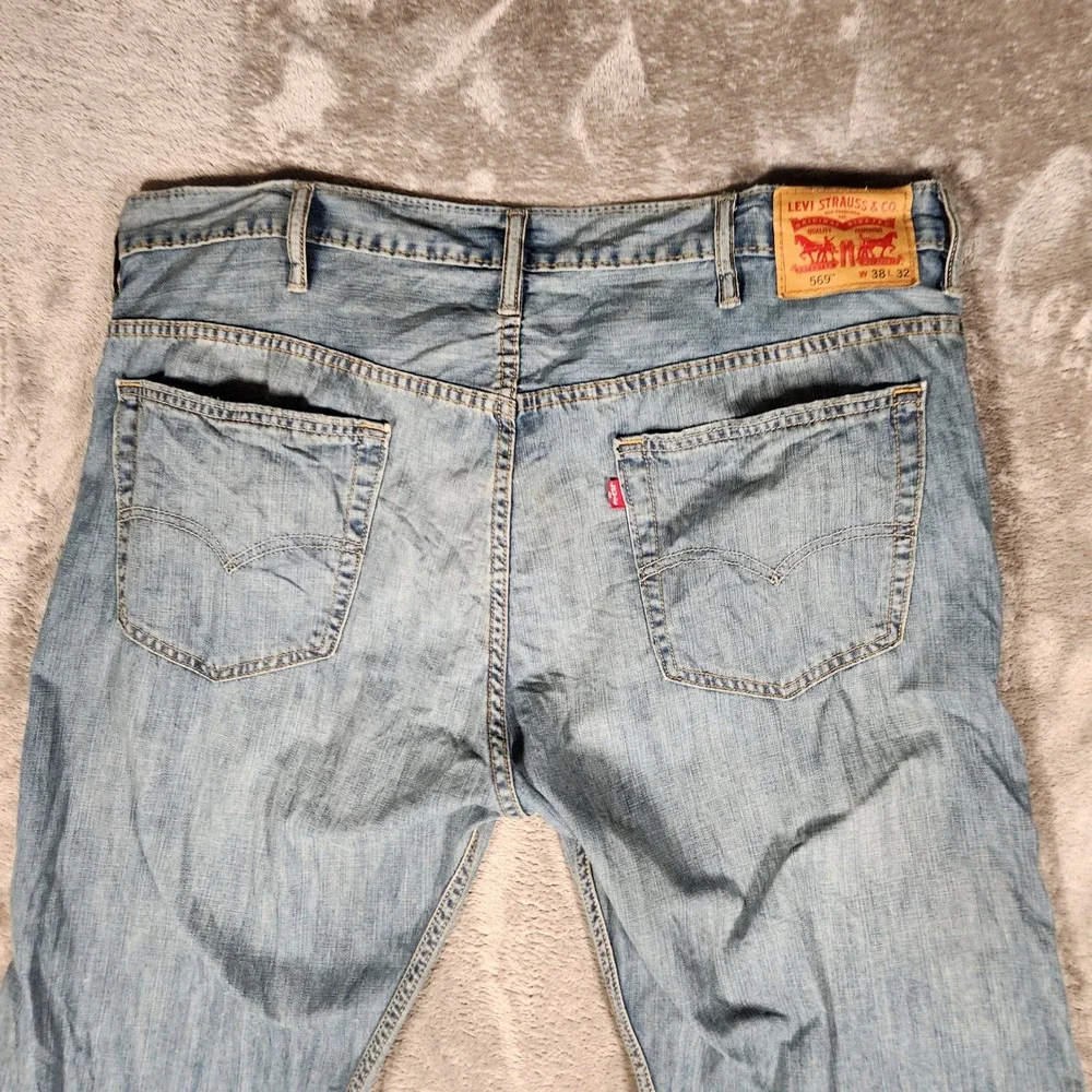 Levi's 569 Loose Straight Jeans Mens 38x32 Light‎ Blue Excellent Denim Pants